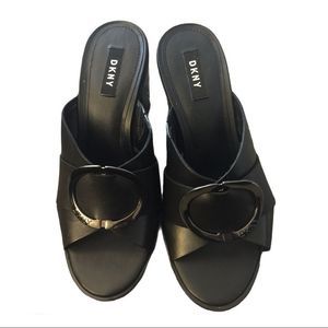 DKNY Block Heel Sandals, Size 7.5, Black